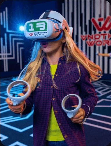 Girl playing a VR game