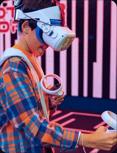 Boy playing in the VR arena