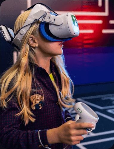 Girl with VR controllers