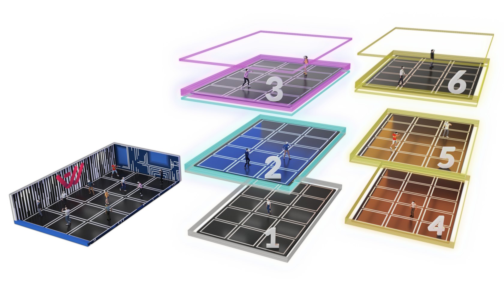 Multi-level VR arena diagram
