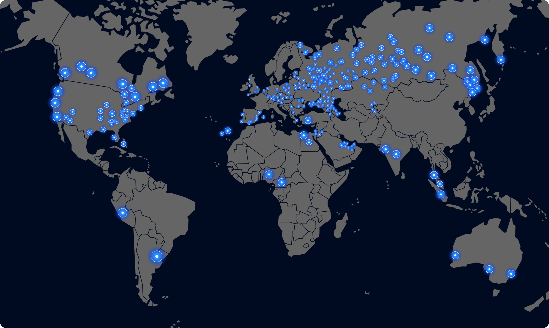 Map of Another World arenas around the world